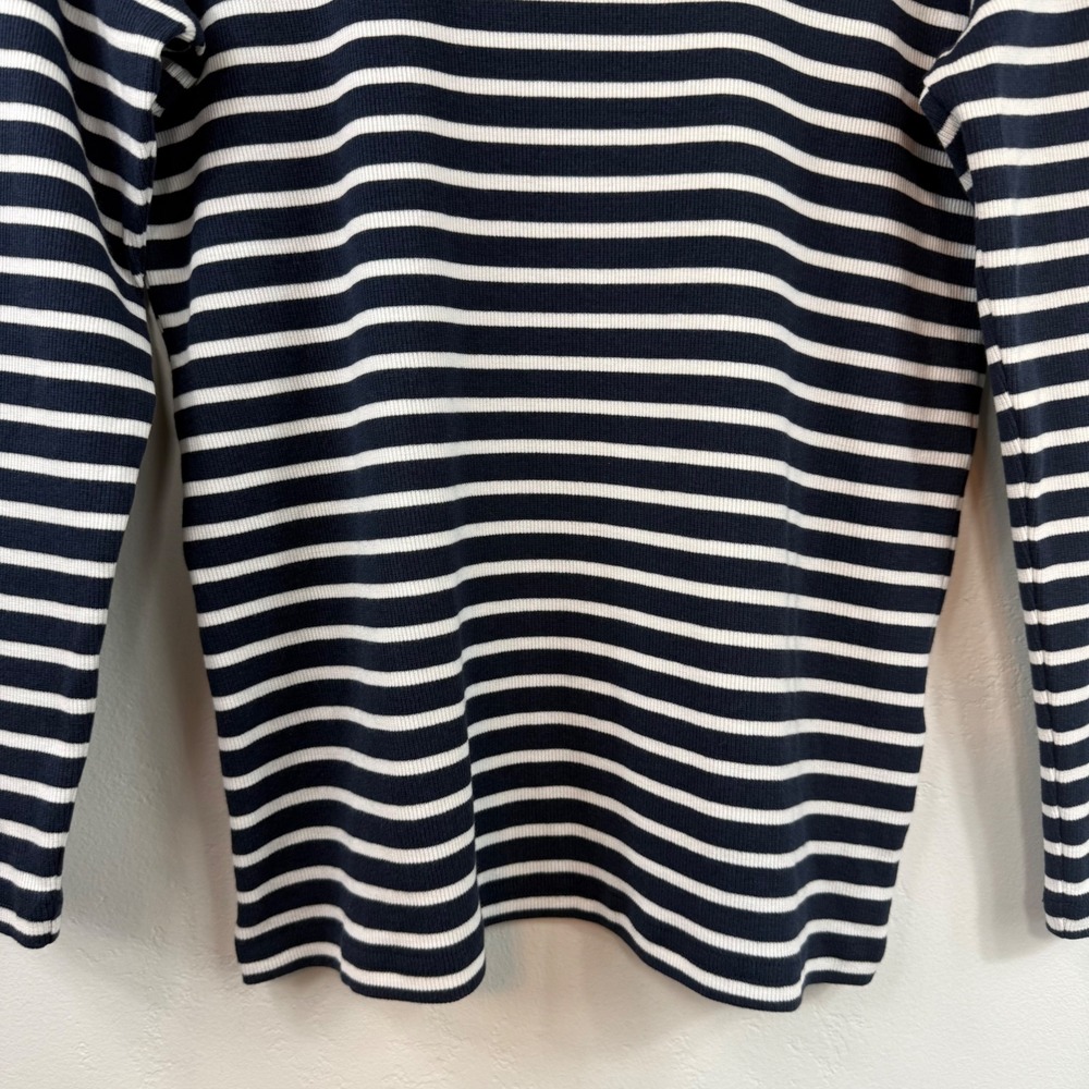 AYR The Rug Striped Ribbed Pima Cotton Modal Scoop Neck Top XL Coastal Breton - Picture 3 of 13